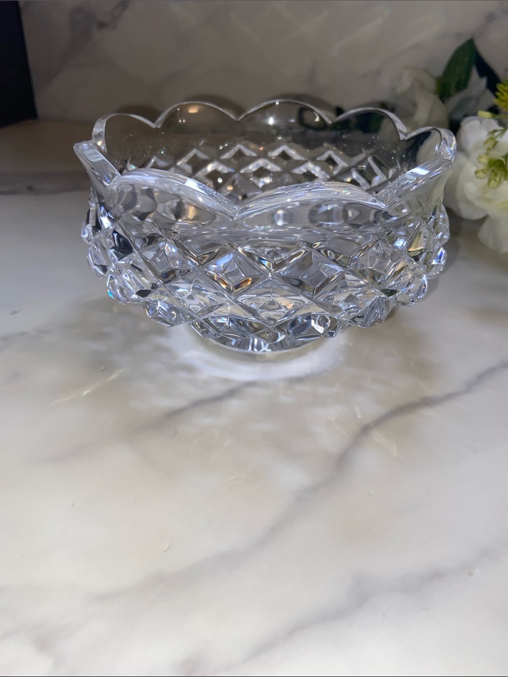 Waterford Crystal Clear Scalloped Cut Glass Decorative Bowl